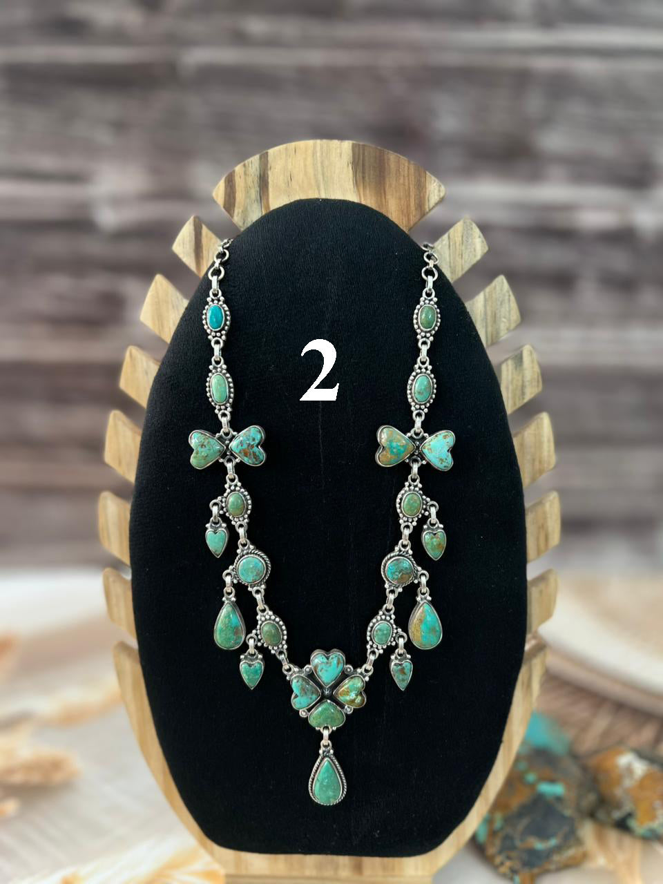 Handmade Sterling Silver Sonoran Turquoise Collection: Necklace Signed Nizhoni