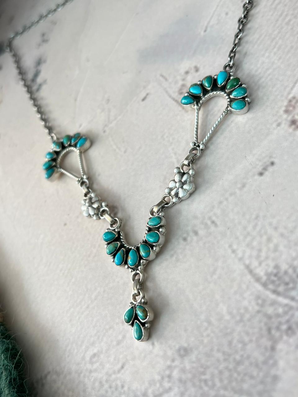 Handmade Sterling Silver Kingman Turquoise Necklace Signed Nizhoni (7)
