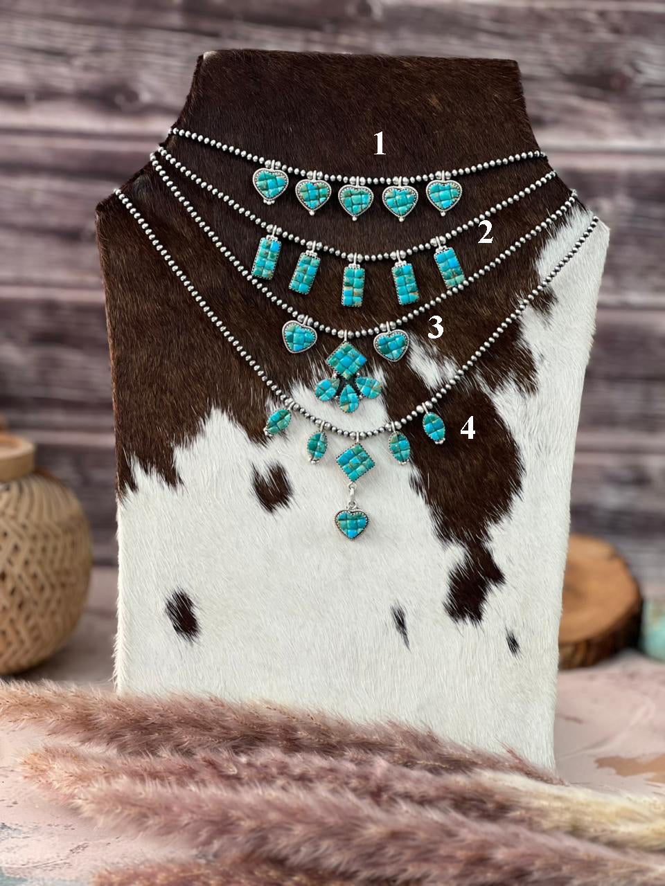 Handmade Sterling Silver Kingman Turquoise Cobble Stone Necklace Beaded Signed Nizhoni