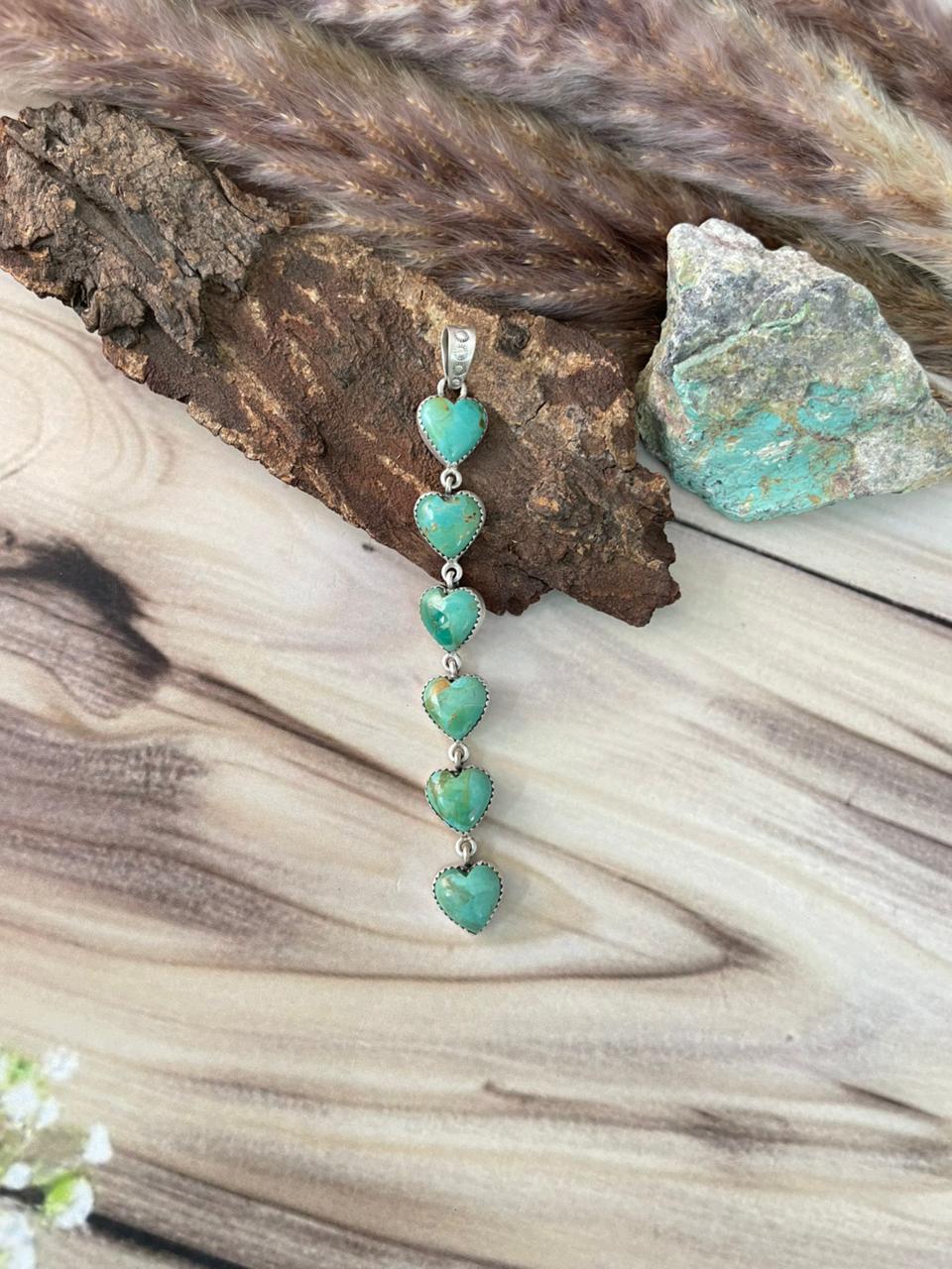 Handmade Sterling Silver Kingman Turquoise Pendant Signed Nizhoni