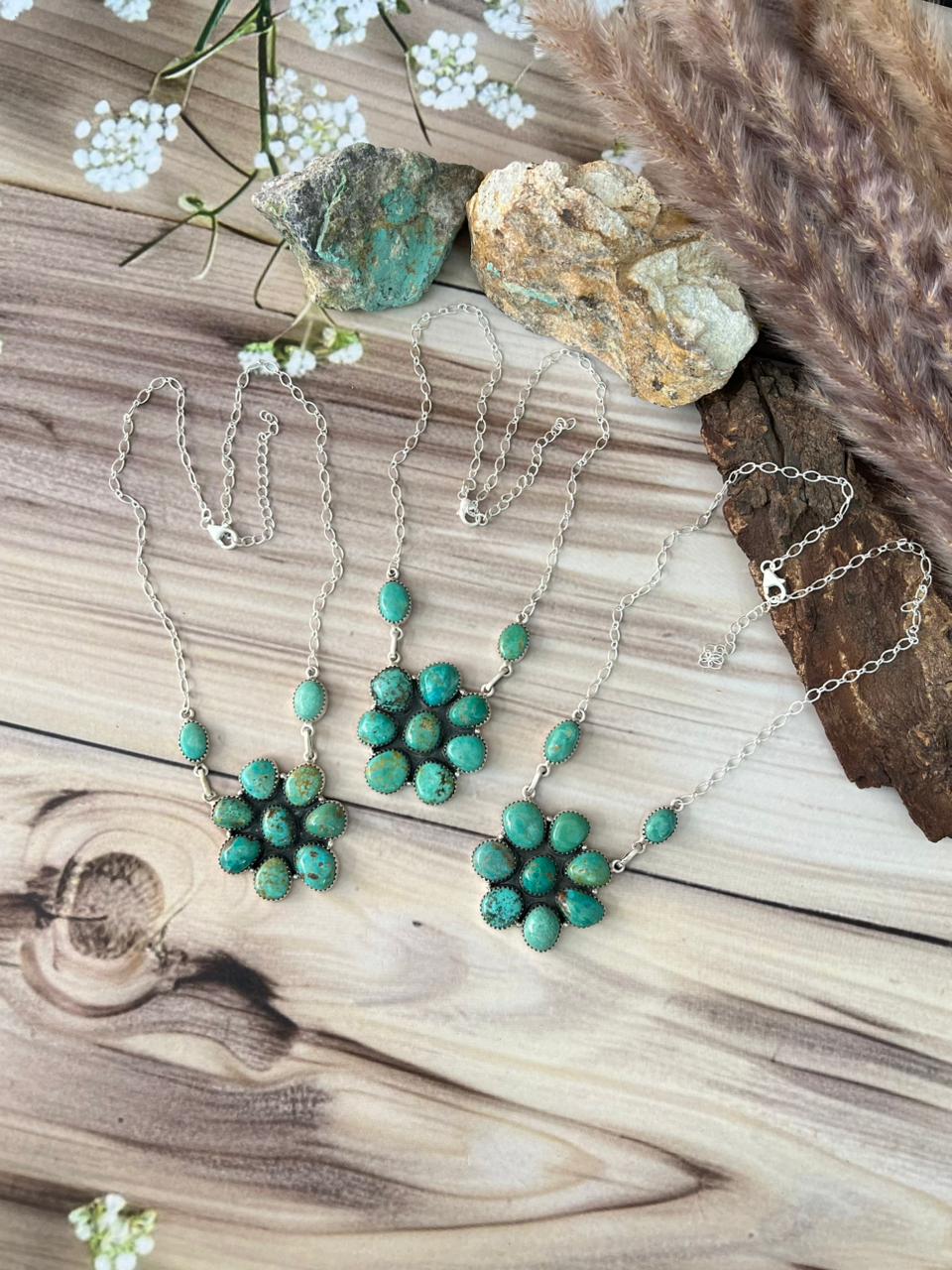Handmade Sterling Silver Cripple Creek Turquoise Necklace Signed Nizhoni (8)