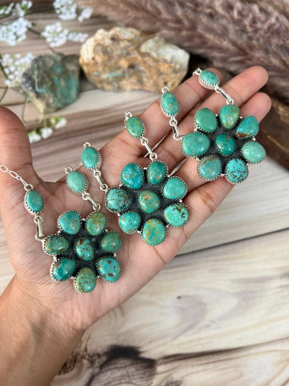 Handmade Sterling Silver Cripple Creek Turquoise Necklace Signed Nizhoni (8)