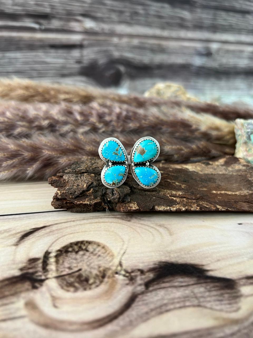 Handmade Sterling Silver Sierra Bella Turquoise Adjustable Ring Signed Nizhoni