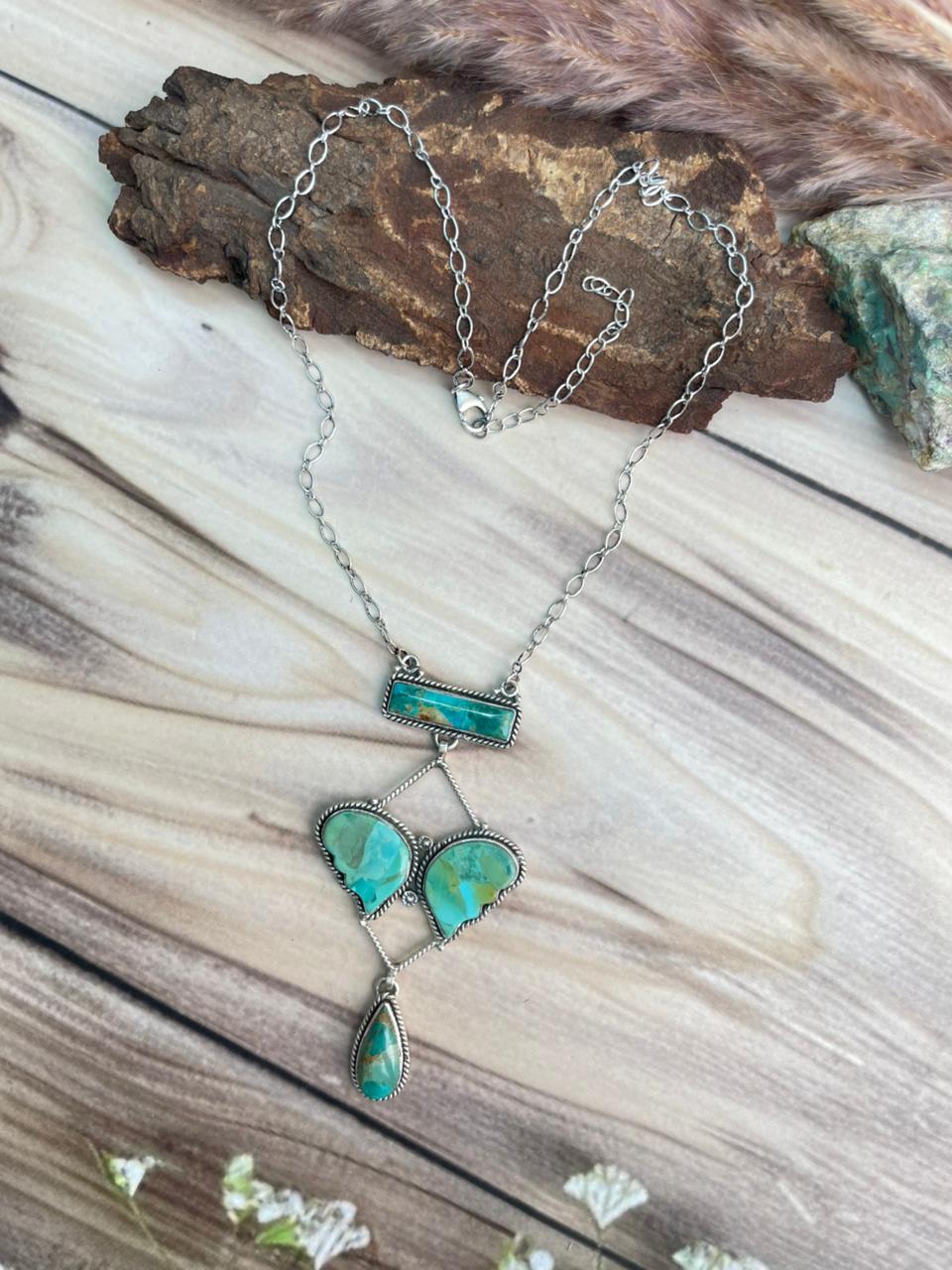Handmade Sterling Silver Kingman Turquoise Butterfly Necklace Signed Nizhoni (3)