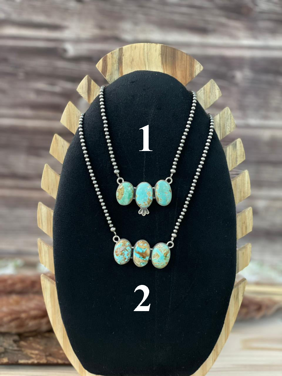 Handmade Sterling Silver Royston Ribbon Turquoise Beaded Necklace Signed Nizhoni