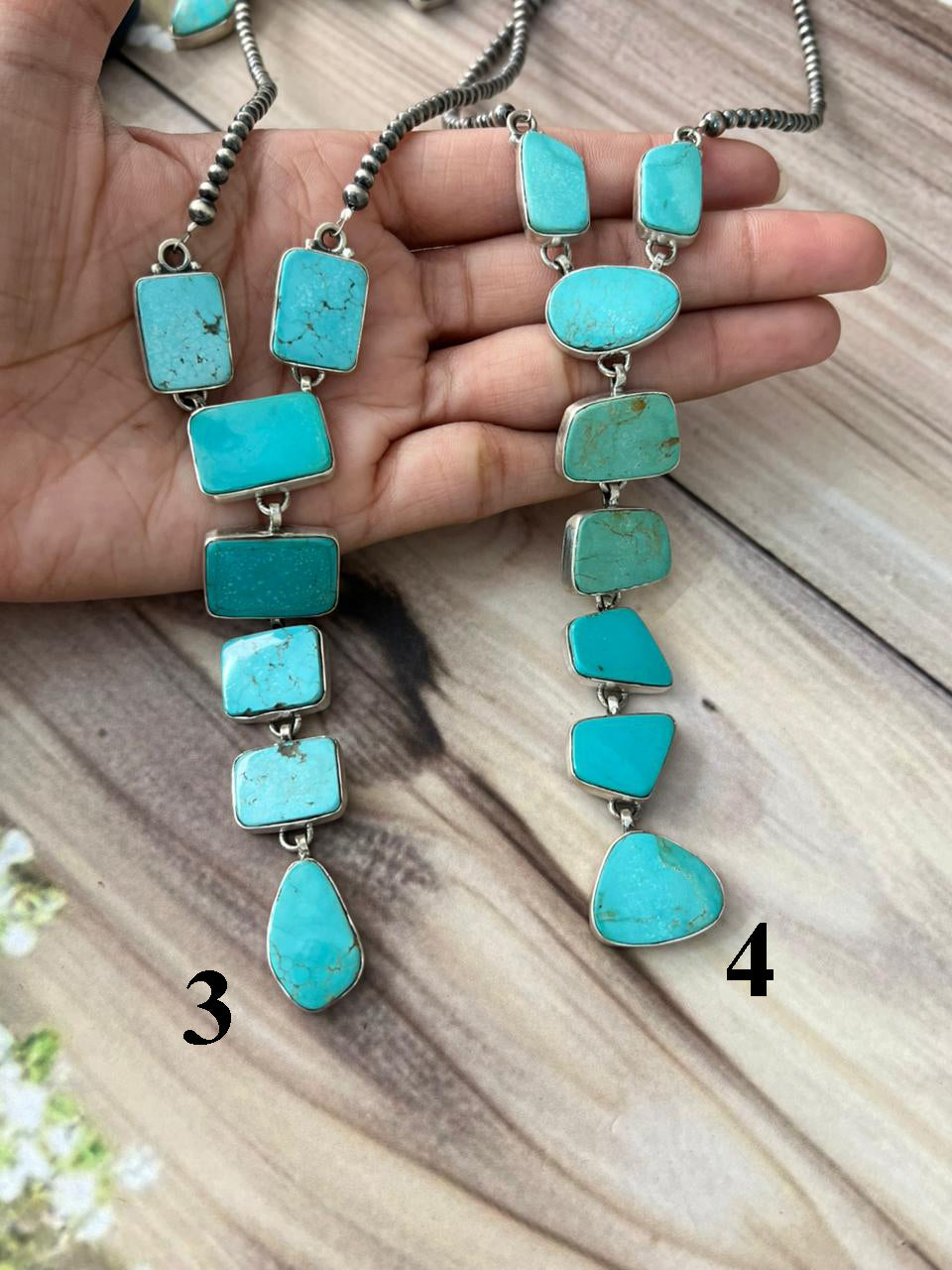 Handmade Sterling Silver Green Kingman Turquoise Collection: Beaded Necklace Signed Nizhoni
