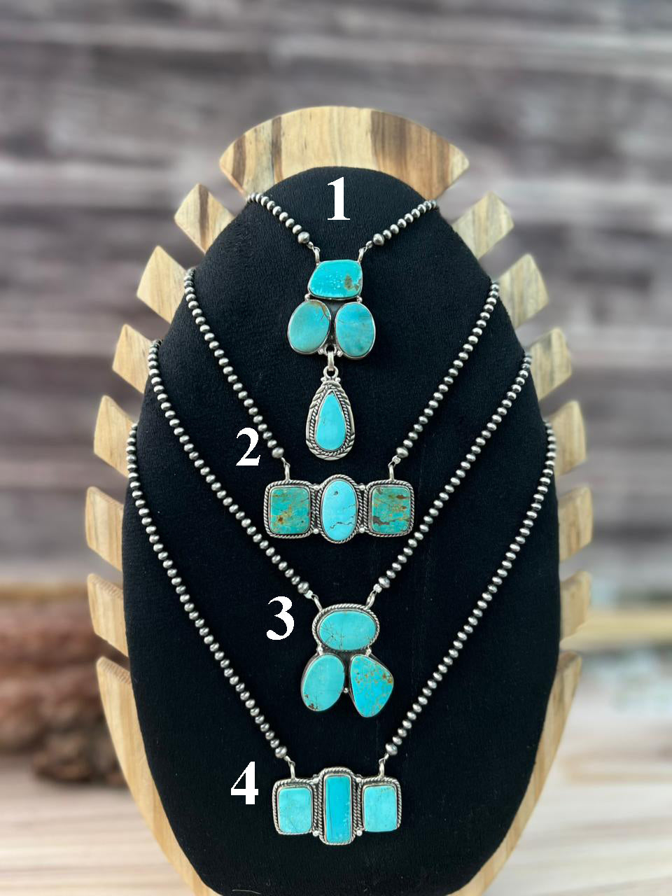 Handmade Sterling Silver Green Kingman Turquoise Collection: Beaded Necklace Signed Nizhoni