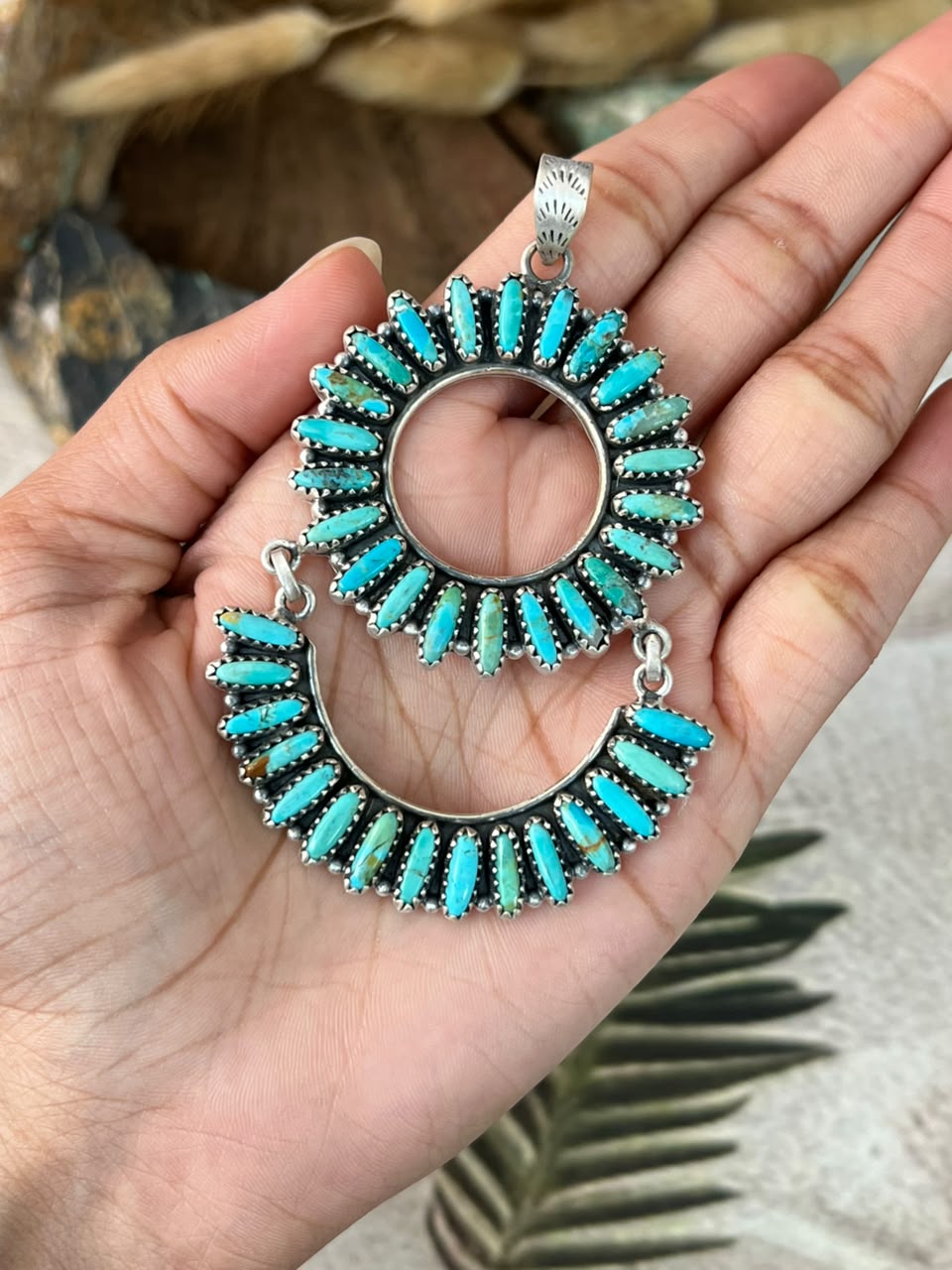 Handmade Sterling Silver Kingman Turquoise Pendant Signed Nizhoni
