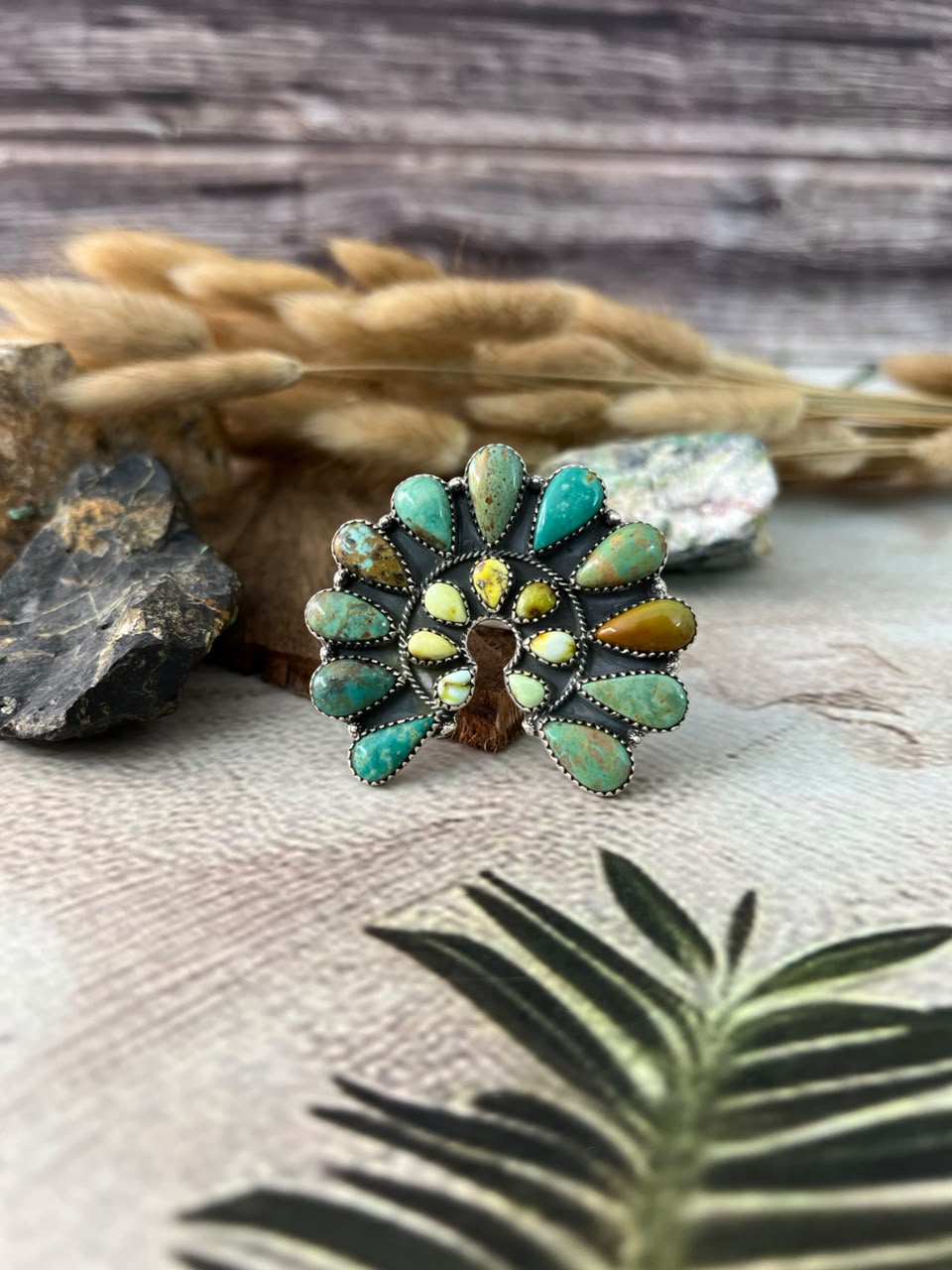 Handmade Sterling Silver Cripple Creek with Palomino Turquoise Adjustable Ring Signed Nizhoni (8)