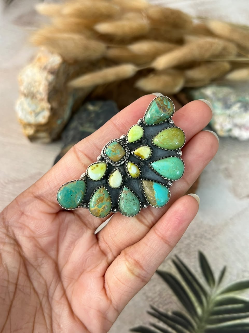 Handmade Sterling Silver Cripple Creek with Palomino Turquoise Adjustable Ring Signed Nizhoni (9)