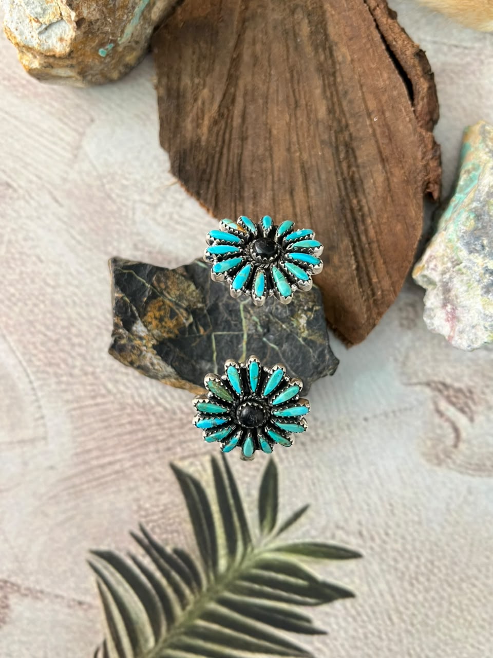 Handmade Sterling Silver White Buffalo with Kingman Turquoise Cuff Bracelet Signed Nizhoni