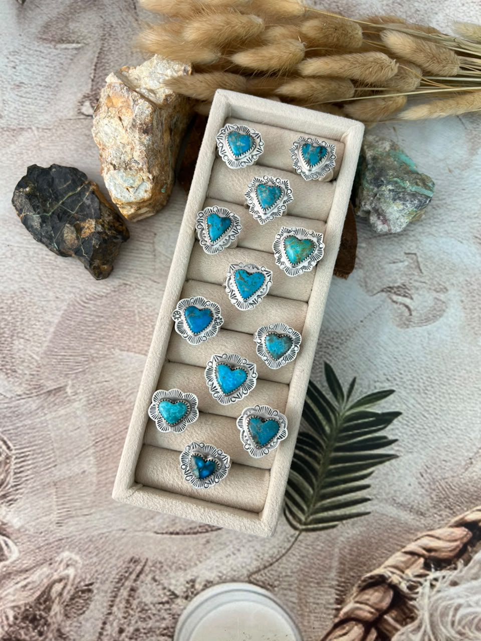 Handmade Sterling Silver Ithaca Peak Turquoise Heart Adjustable Ring Signed Nizhoni (4)