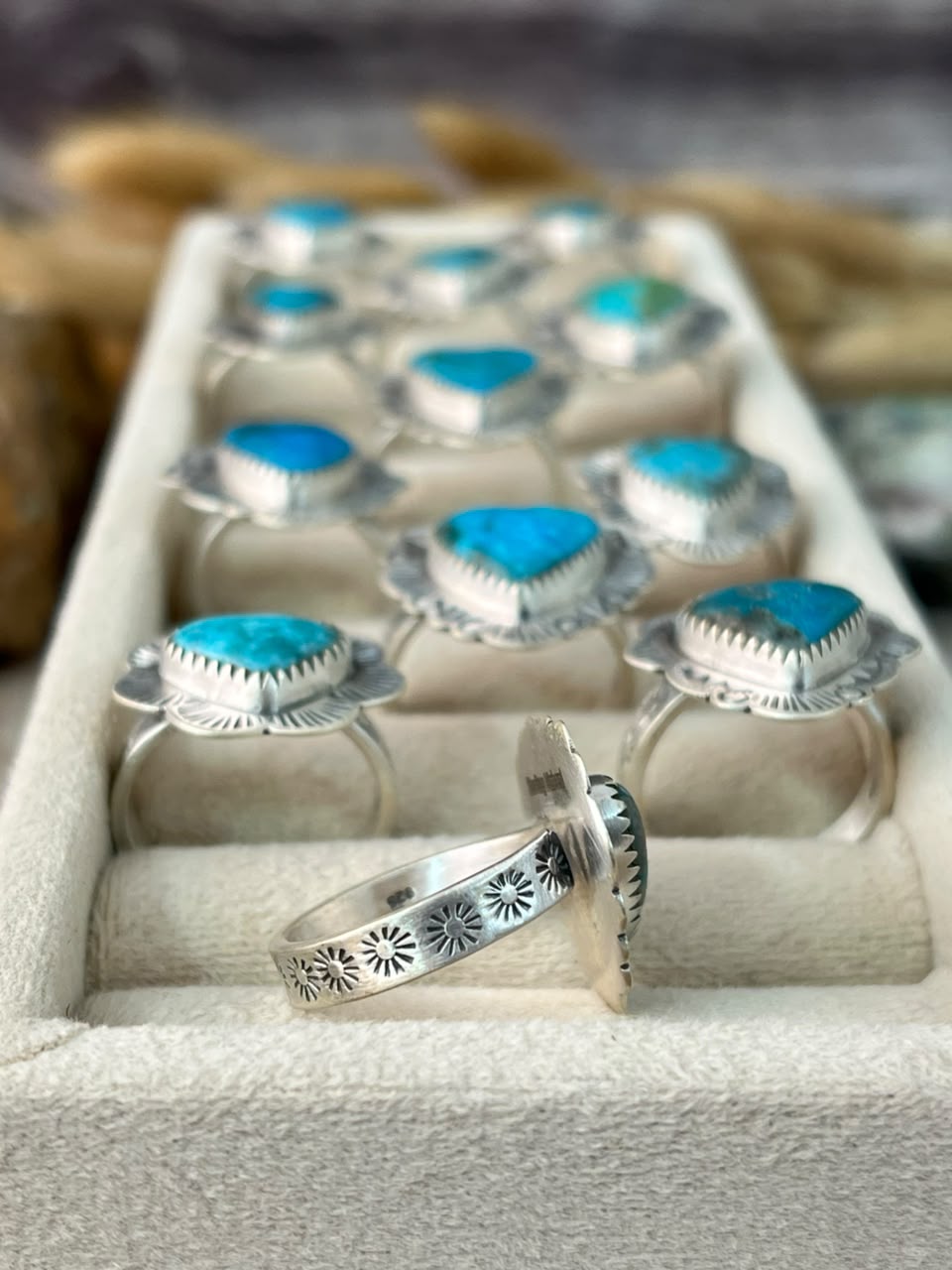 Handmade Sterling Silver Ithaca Peak Turquoise Heart Adjustable Ring Signed Nizhoni (4)