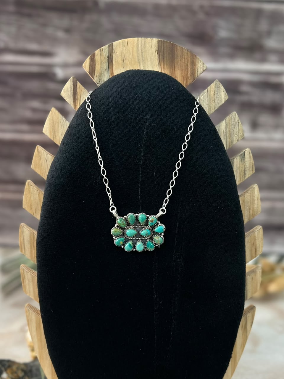 Handmade Sterling Silver Kingman Turquoise Necklace Signed Nizhoni
