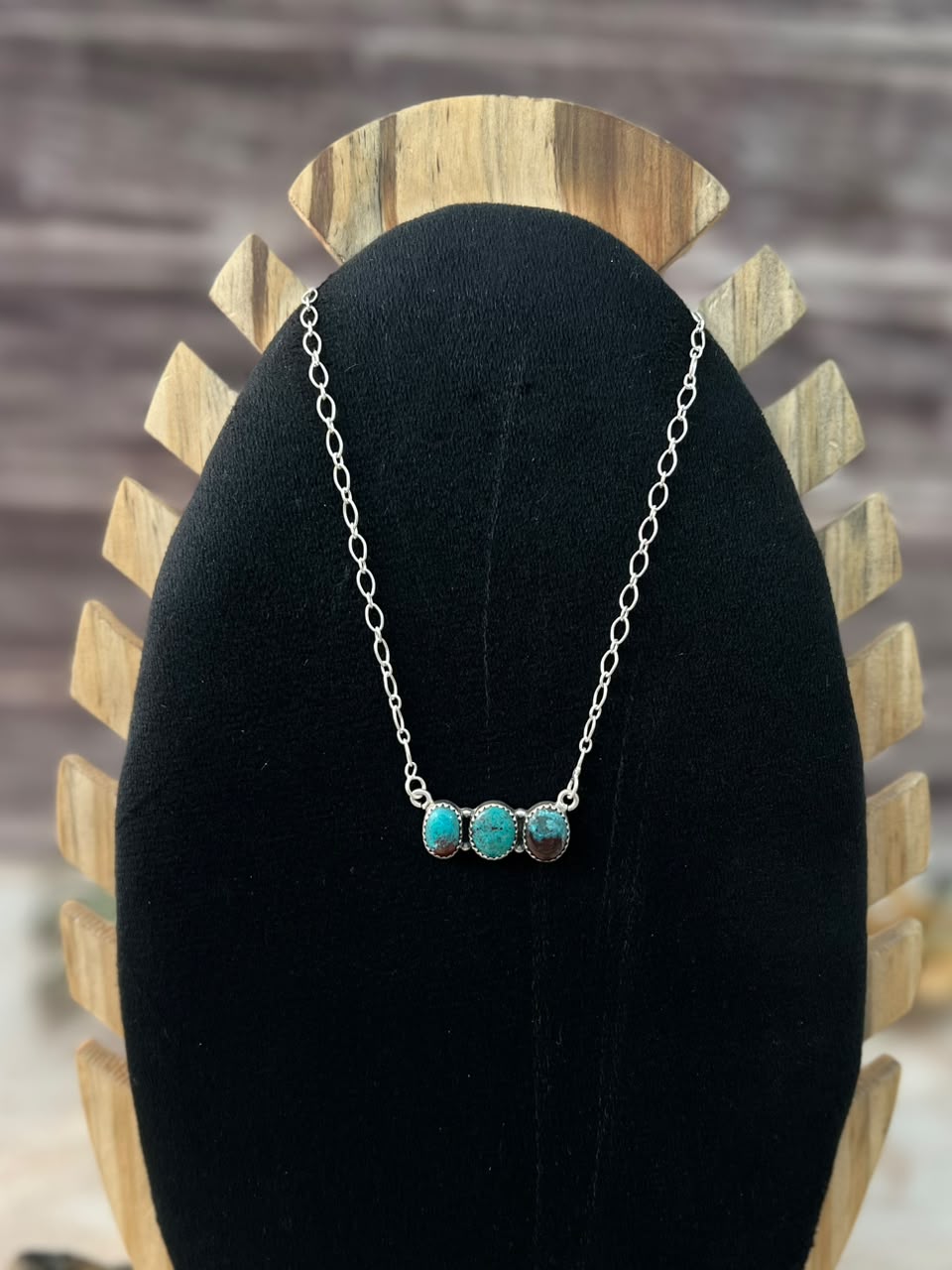 Handmade Sterling Silver Gem Silica Necklace Signed Nizhoni