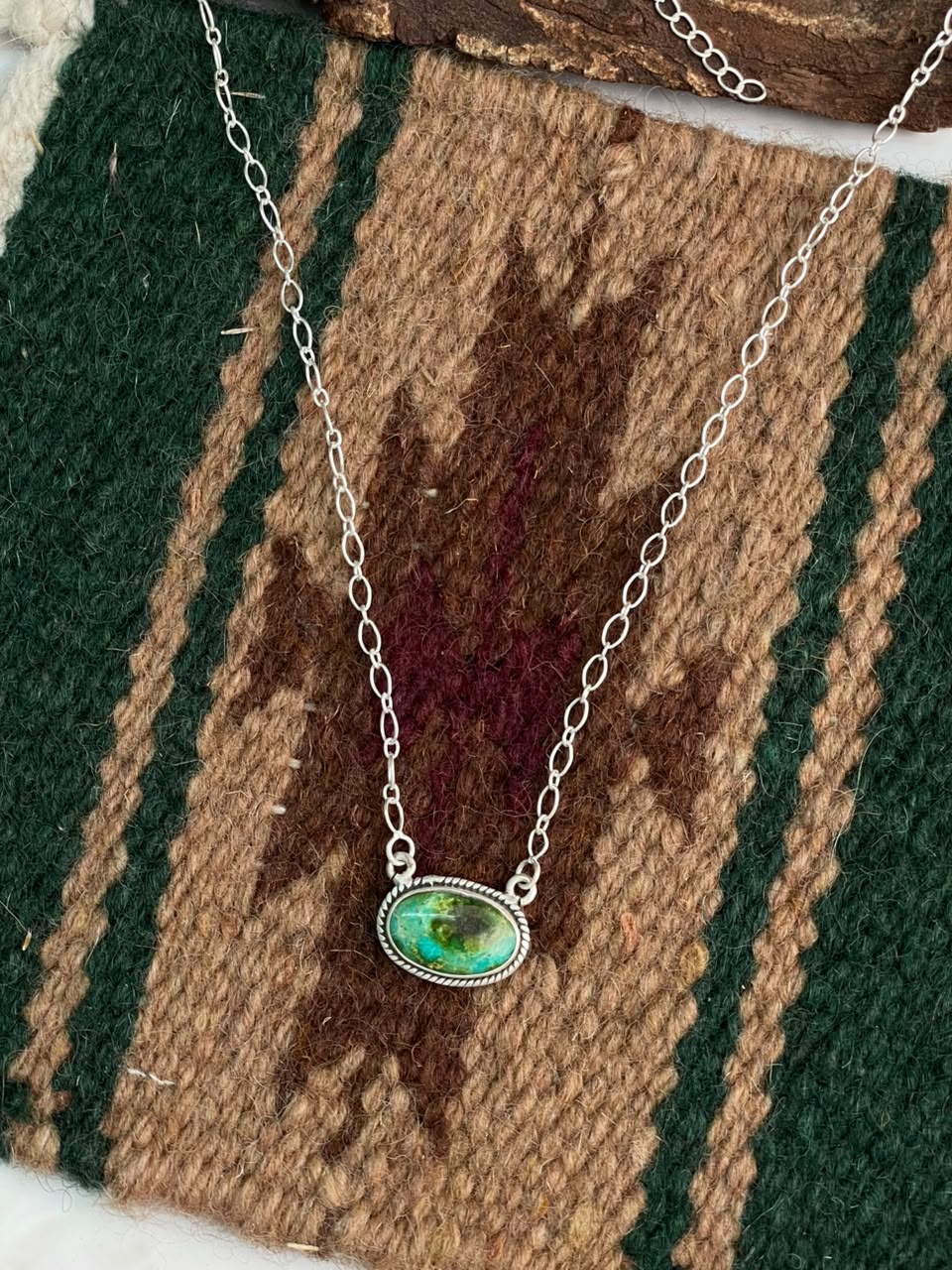 Handmade Sterling Silver Sonoran Mountain Turquoise Necklace Signed Nizhoni
