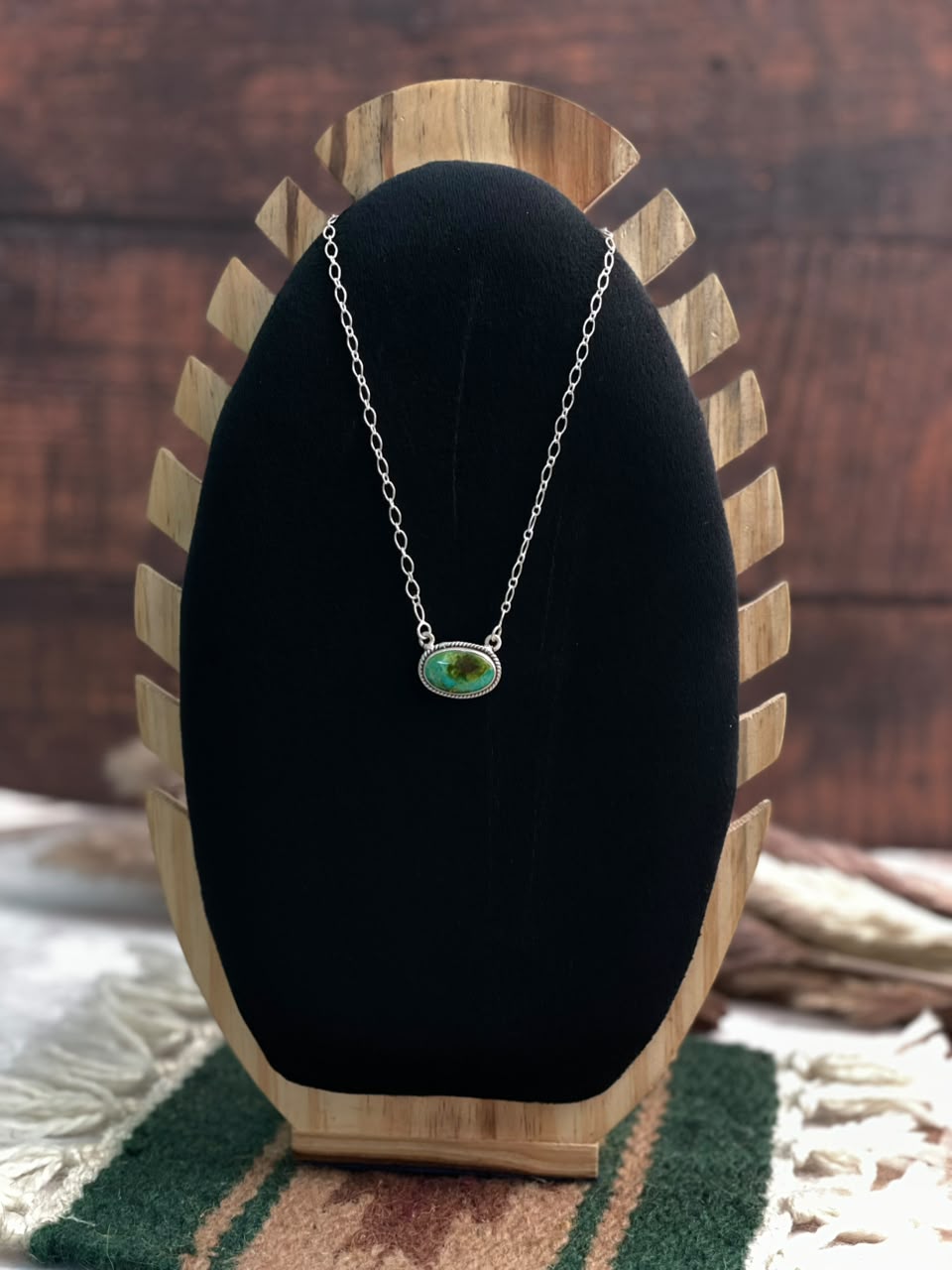 Handmade Sterling Silver Sonoran Mountain Turquoise Necklace Signed Nizhoni