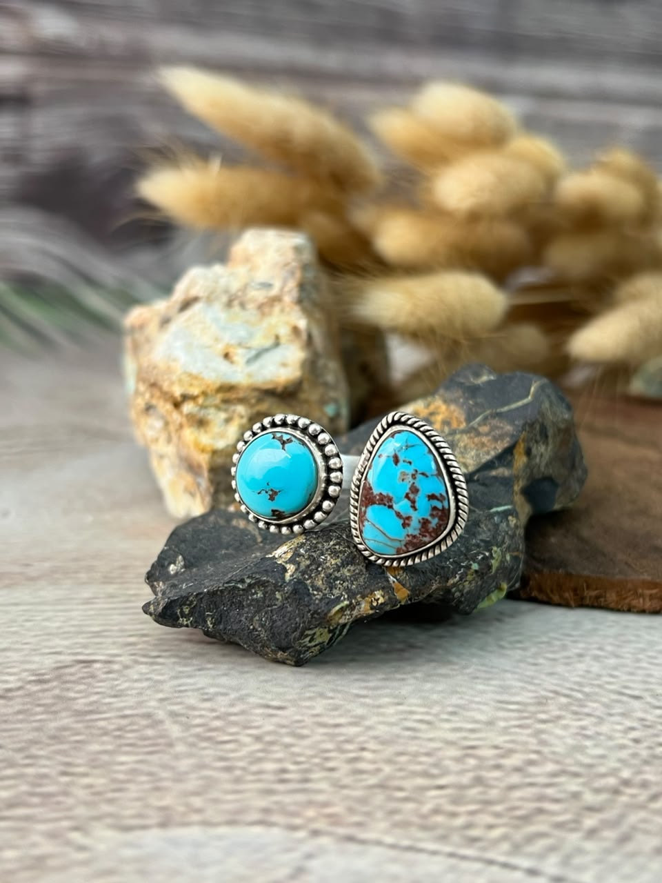Handmade Sterling Silver Egyptian Turquoise Adjustable Ring Signed Nizhoni