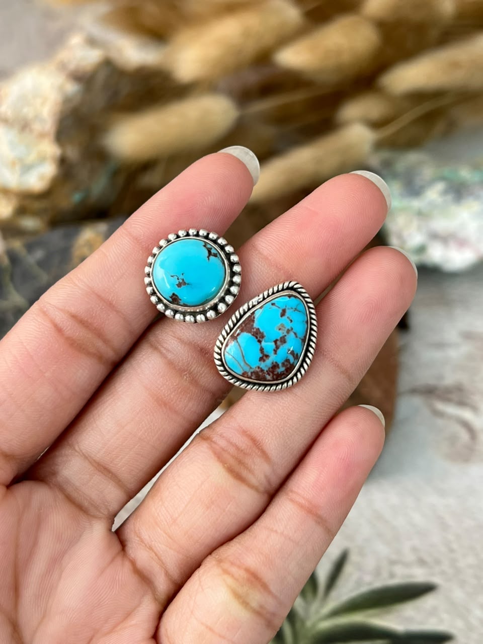 Handmade Sterling Silver Egyptian Turquoise Adjustable Ring Signed Nizhoni