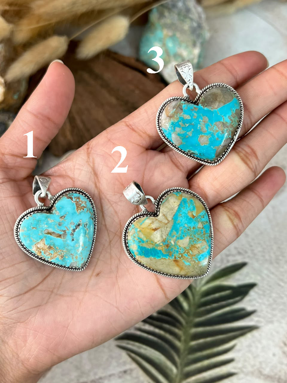 Handmade Sterling Silver Royston Ribbon Turquoise Heart Pendant Signed Nizhoni