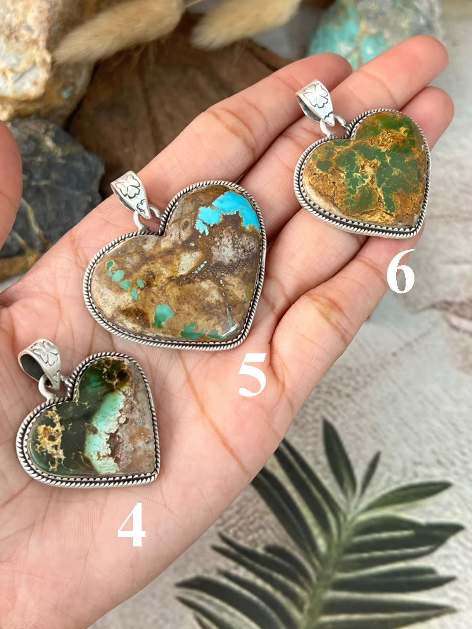 Handmade Sterling Silver Royston Ribbon Turquoise Heart Pendant Signed Nizhoni