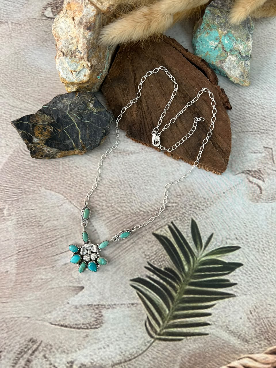 Handmade Sterling Silver Kingman Turquoise Necklace Signed Nizhoni
