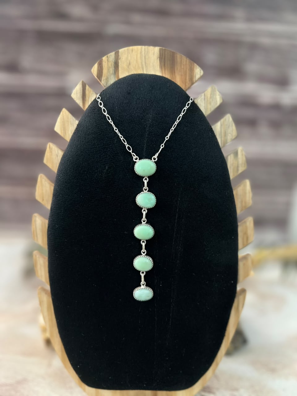 Handmade Sterling Silver Paloma Turquoise and Gem Silica Drop Necklace Signed Nizhoni