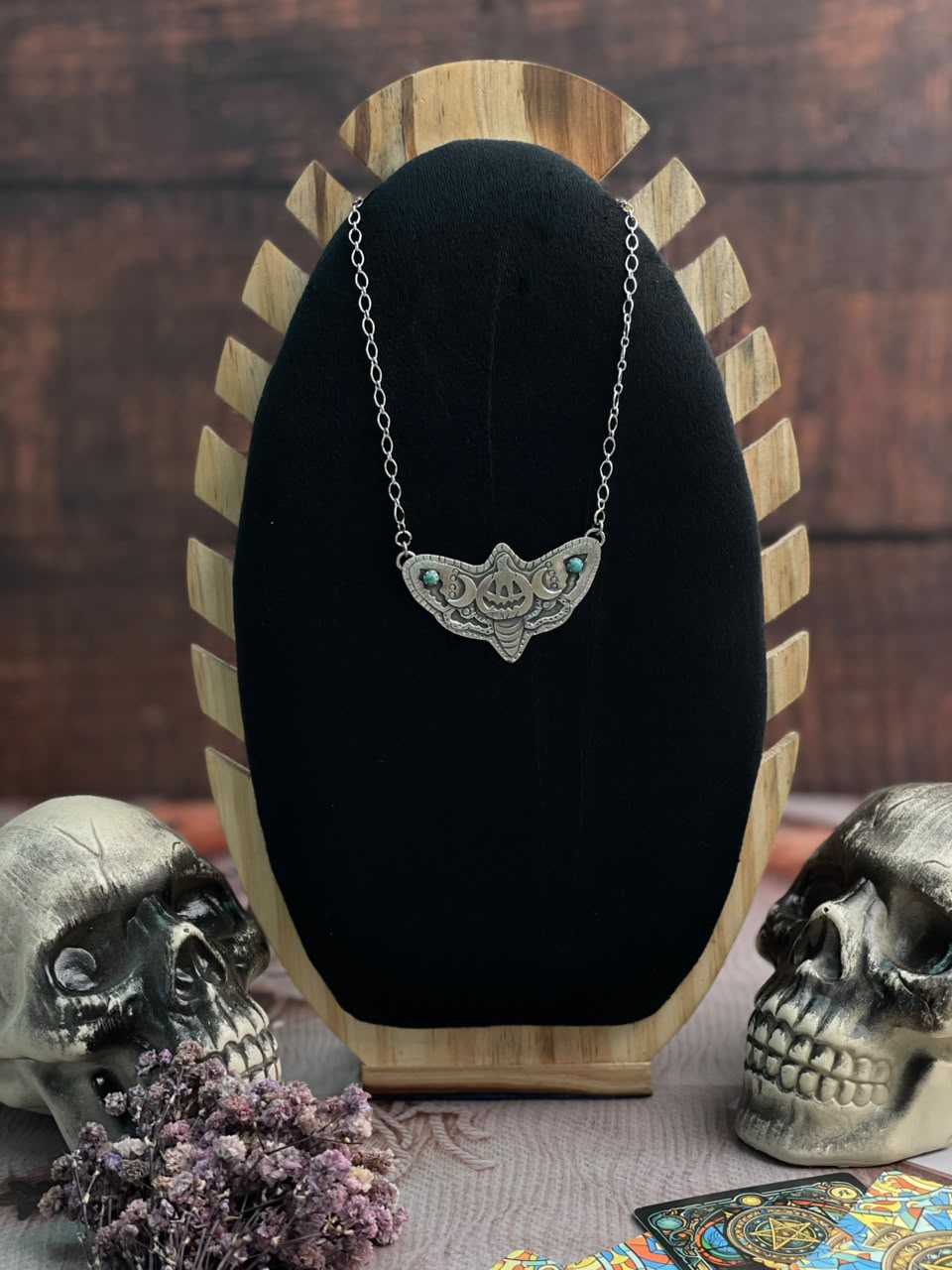 Handmade Sterling Silver Kingman Turquoise Halloween Collection: Necklace Signed Nizhoni