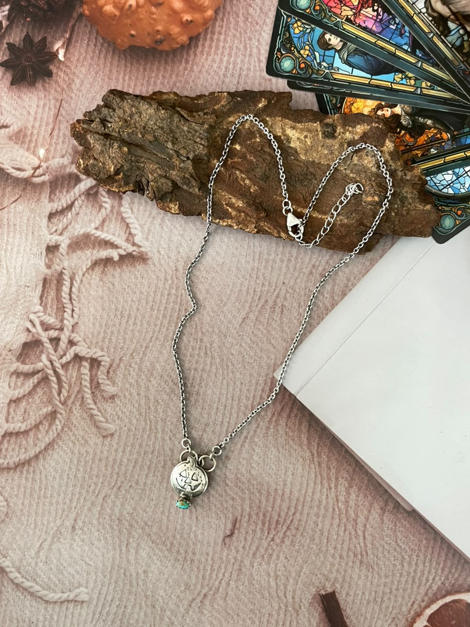 Handmade Sterling Silver Kingman Turquoise Halloween Collection: Necklace Signed Nizhoni