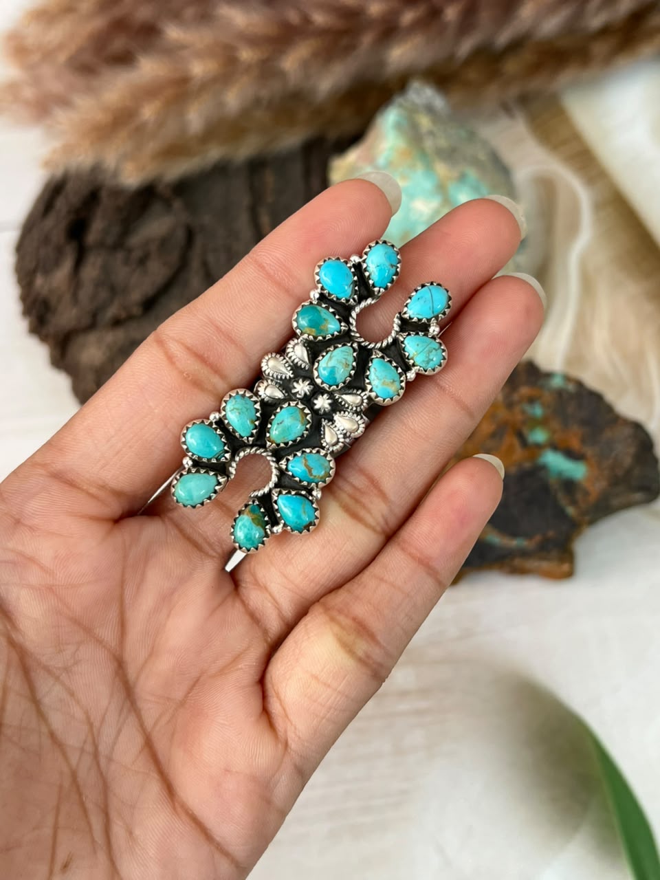 Handmade Sterling Silver Kingman Turquoise Adjustable Ring Signed Nizhoni