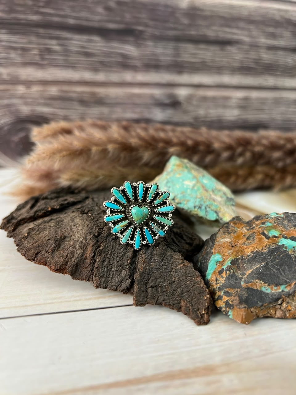 Handmade Sterling Silver Kingman Turquoise Adjustable Ring Signed Nizhoni