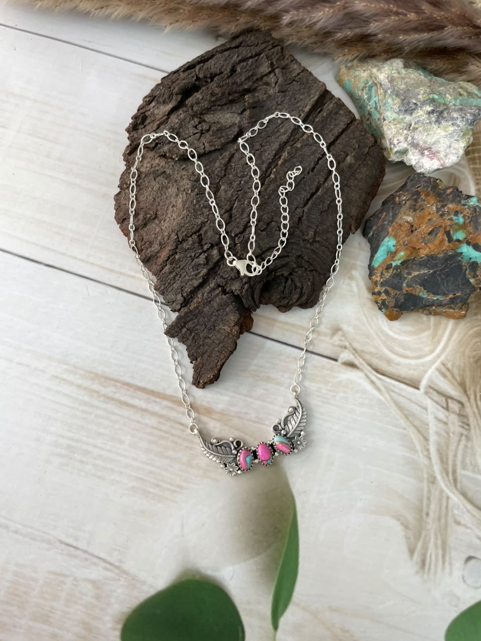 Handmade Sterling Silver Cotton Candy Necklace Signed Nizhoni
