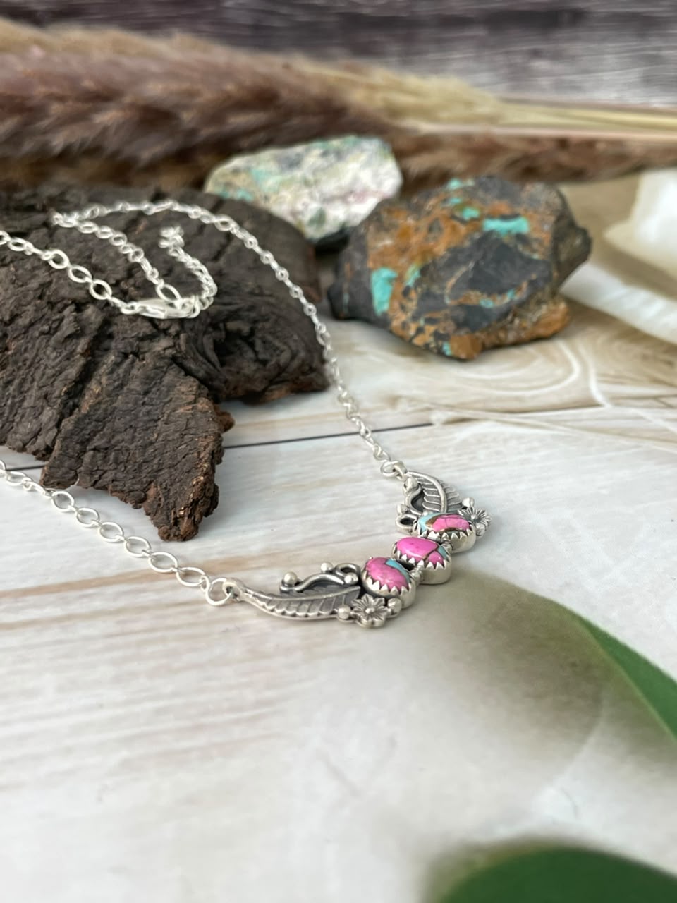 Handmade Sterling Silver Cotton Candy Necklace Signed Nizhoni