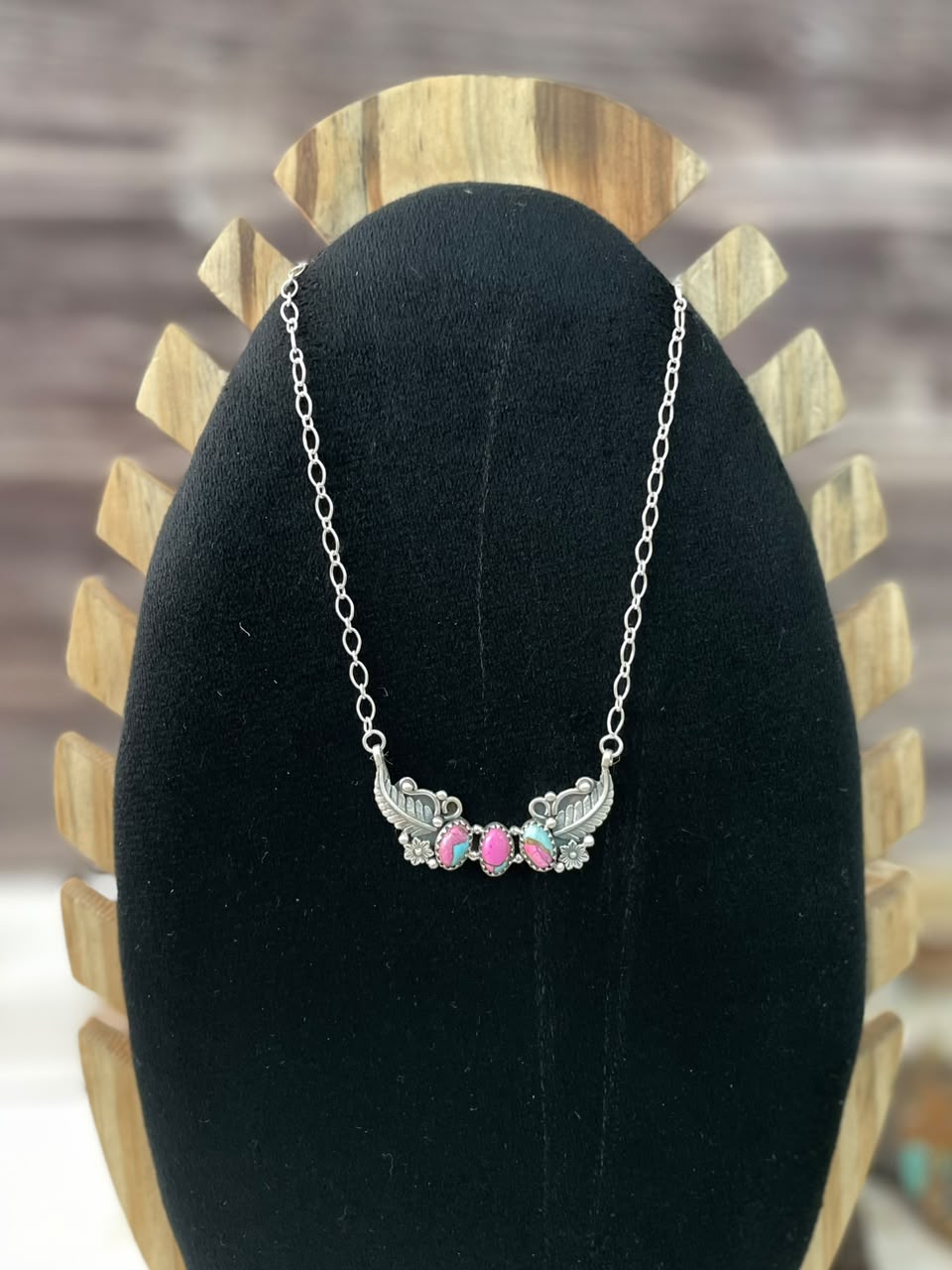Handmade Sterling Silver Cotton Candy Necklace Signed Nizhoni
