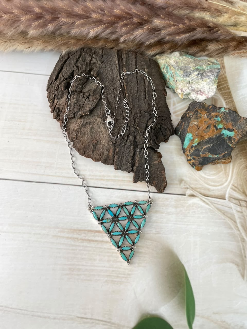 Handmade Sterling Silver Kingman Turquoise Necklace Signed Nizhoni