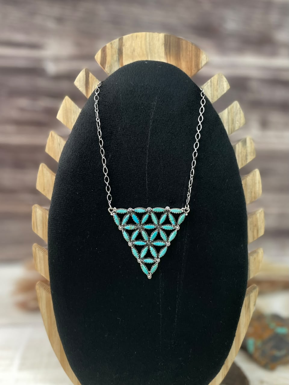 Handmade Sterling Silver Kingman Turquoise Necklace Signed Nizhoni