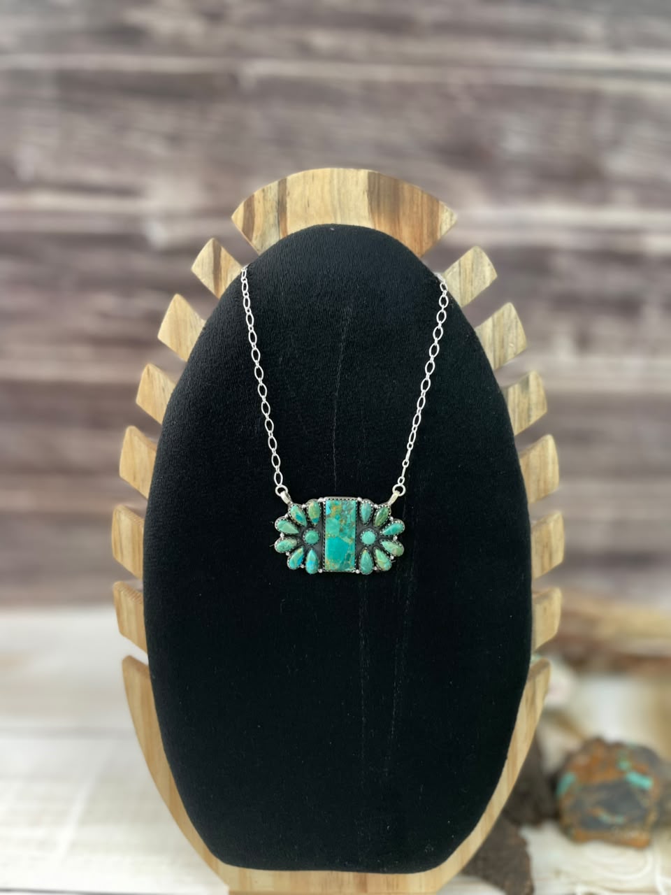 Handmade Sterling Silver Kingman Turquoise Necklace Signed Nizhoni