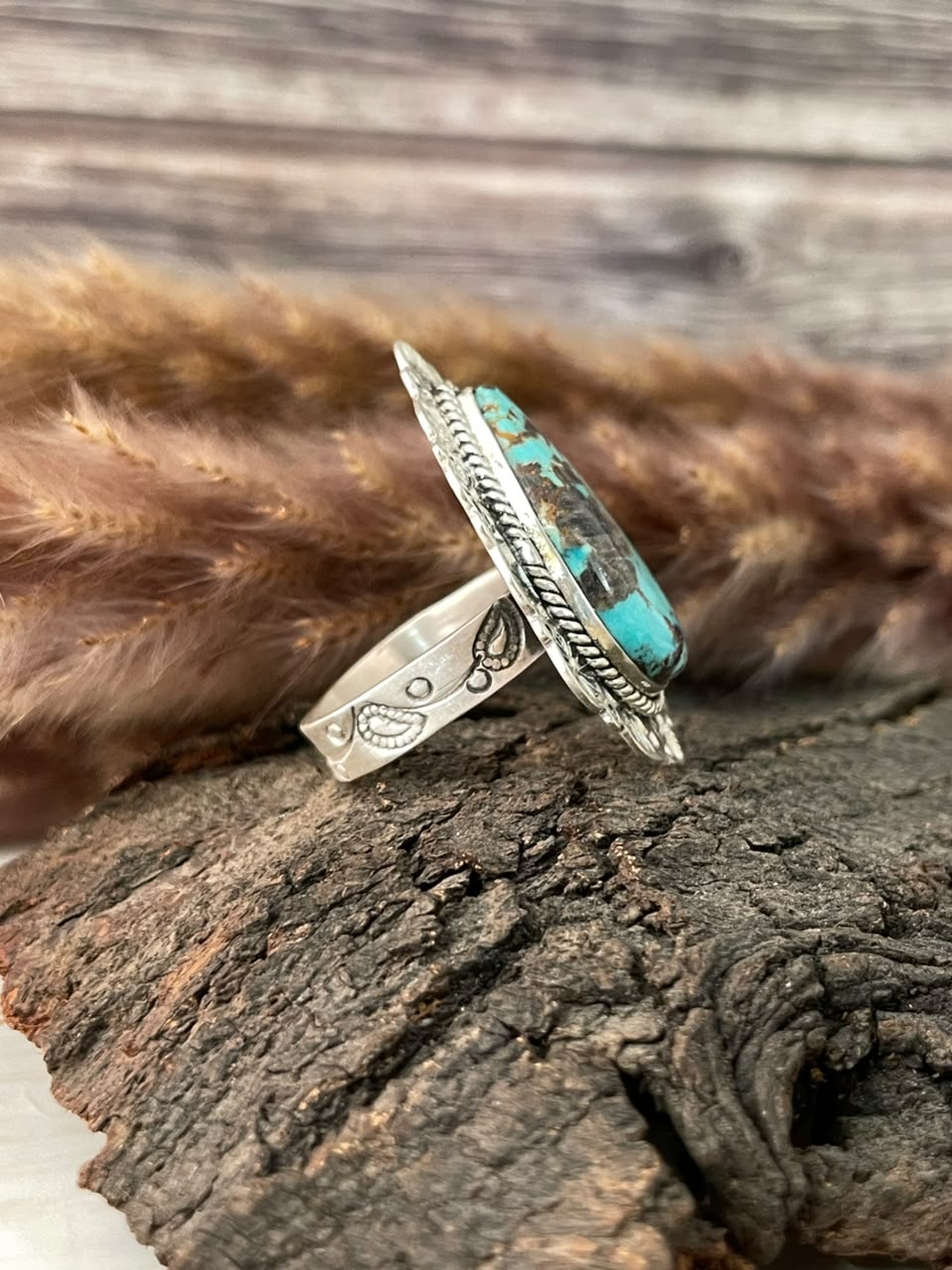 Handmade Sterling Silver Crimson Cowgirl Turquoise Collection: Adjustable Ring Signed Nizhoni