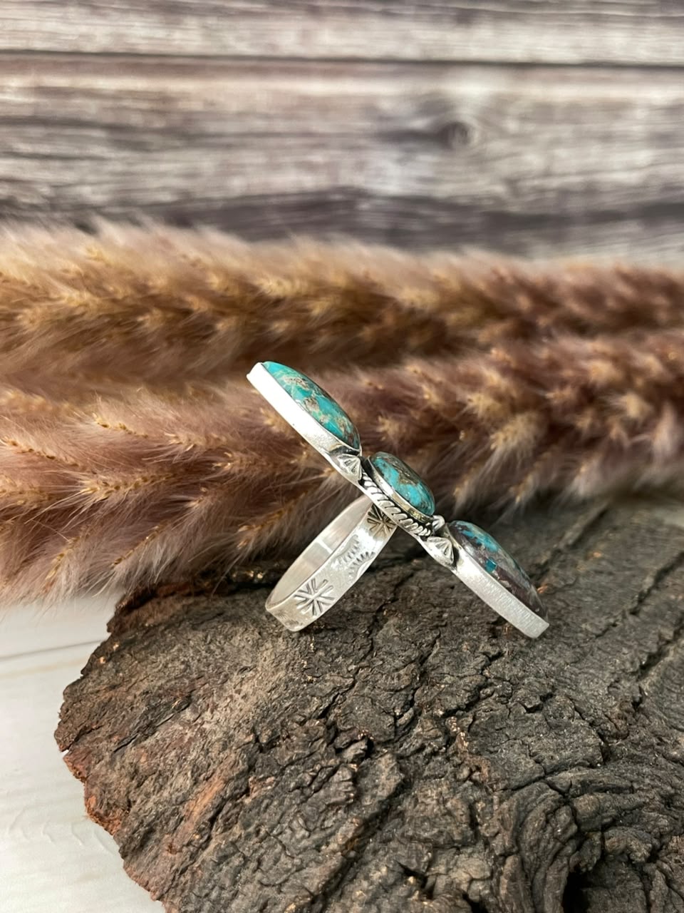 Handmade Sterling Silver Crimson Cowgirl Turquoise Collection: Adjustable Ring Signed Nizhoni