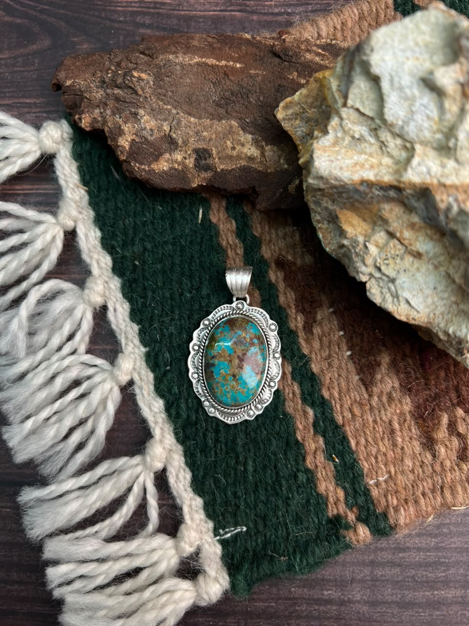 Handmade Sterling Silver Crimson Cowgirl Turquoise Collection: Pendant Signed Nizhoni