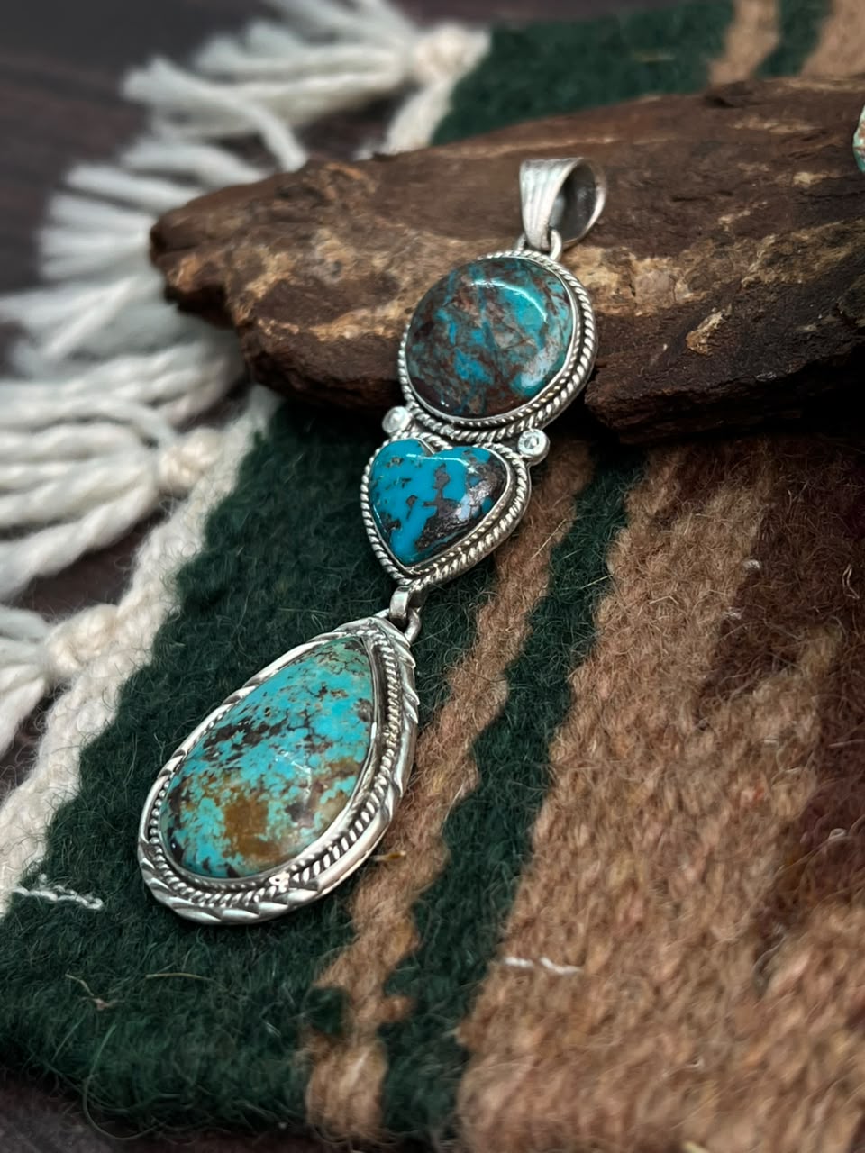 Handmade Sterling Silver Crimson Cowgirl Turquoise Collection: Pendant Signed Nizhoni