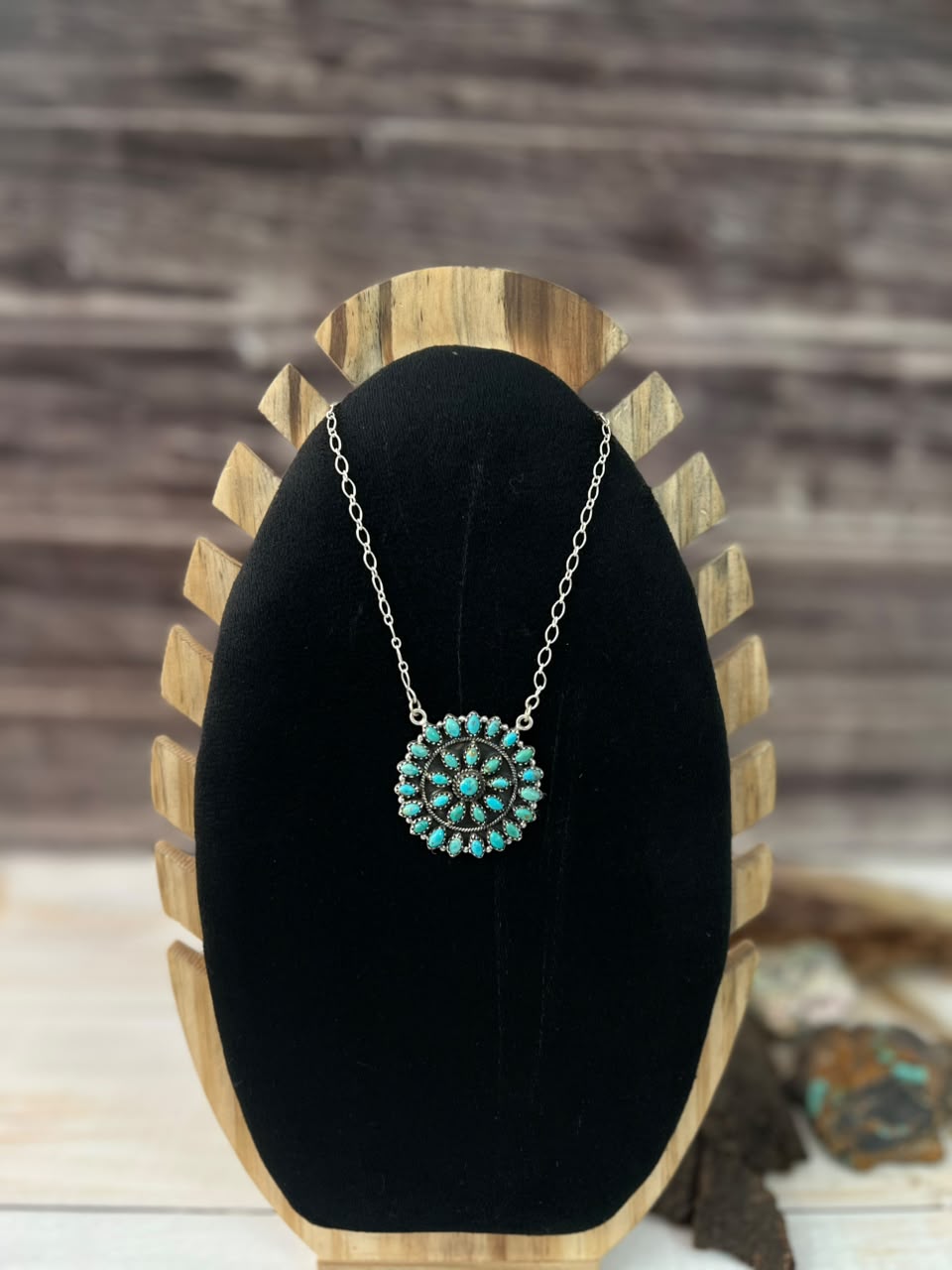 Handmade Sterling Silver Kingman Turquoise Necklace Signed Nizhoni