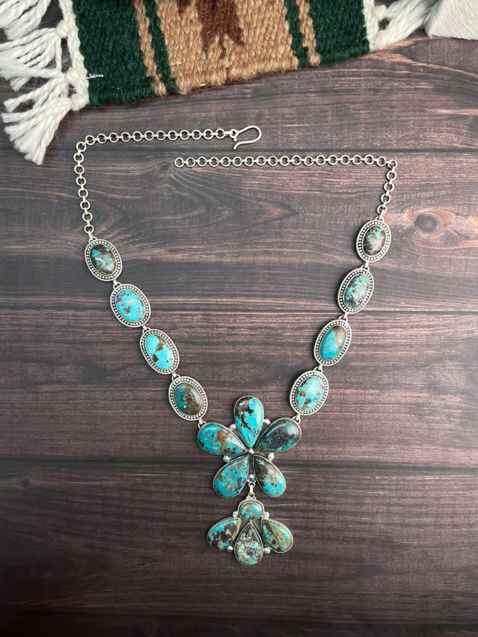 Handmade Sterling Silver Crimson Cowgirl Turquoise Collection: Necklace Signed Nizhoni