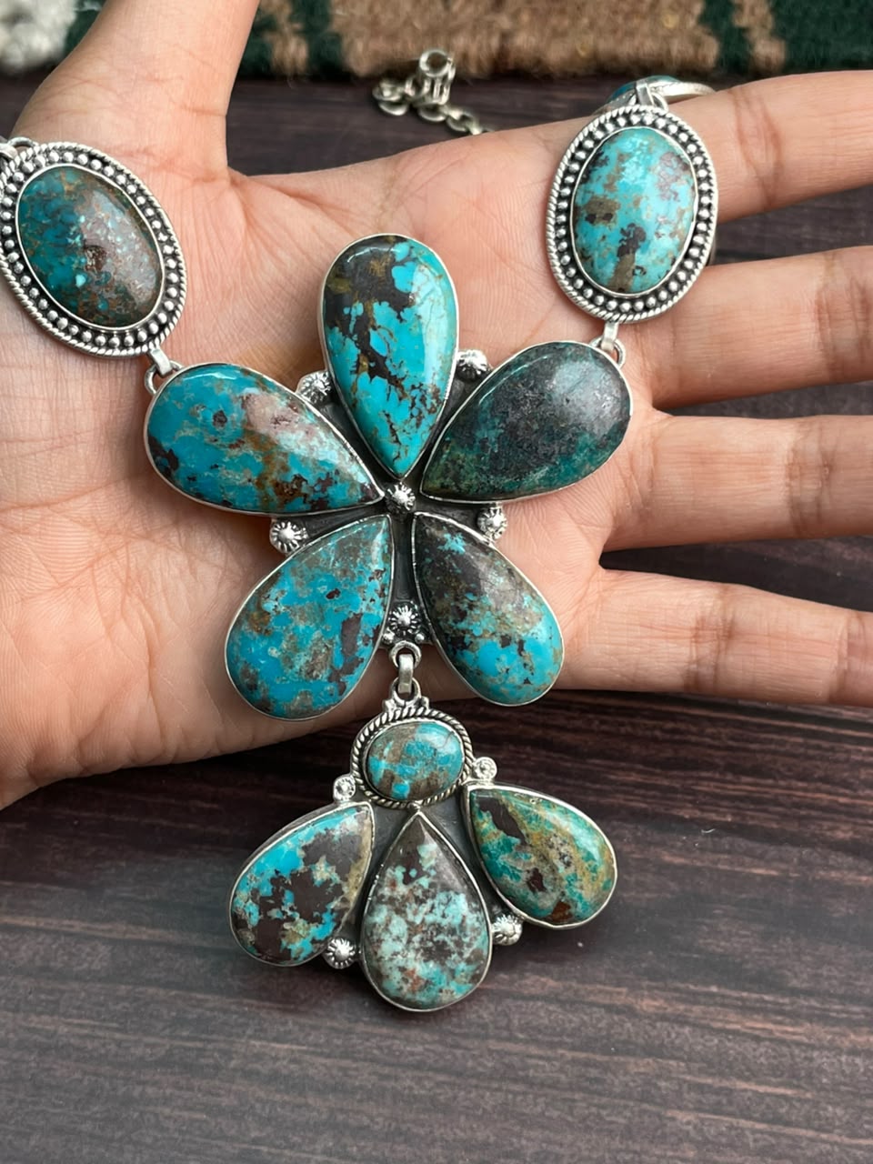 Handmade Sterling Silver Crimson Cowgirl Turquoise Collection: Necklace Signed Nizhoni