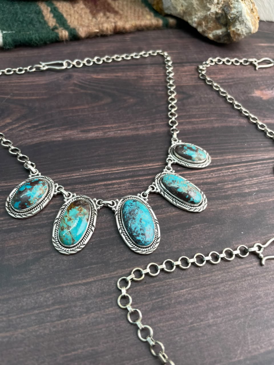 Handmade Sterling Silver Crimson Cowgirl Turquoise Collection: Choker Necklace Signed Nizhoni