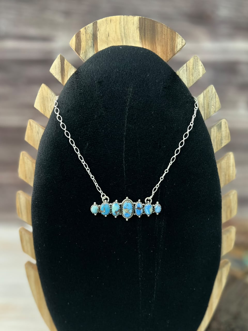 Handmade Sterling Silver Golden Hills Turquoise Necklace Signed Nizhoni