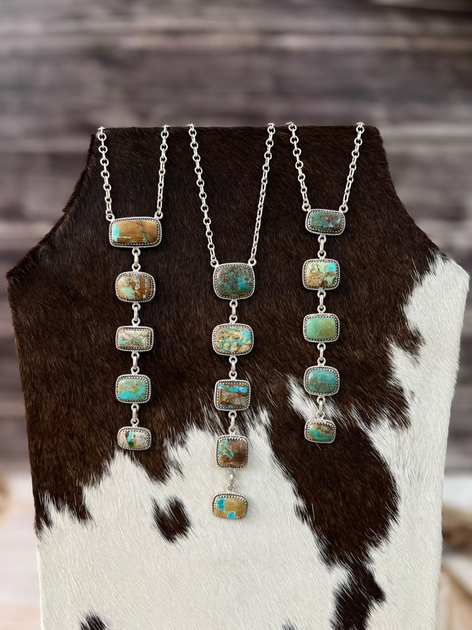 Handmade Sterling Silver Royston Ribbon Turquoise Drop Necklace Signed Nizhoni