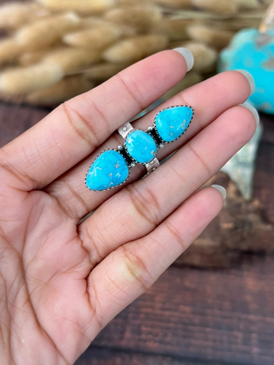 Handmade Sterling Silver Sierra Bella Turquoise Adjustable Ring Signed Nizhoni (2)