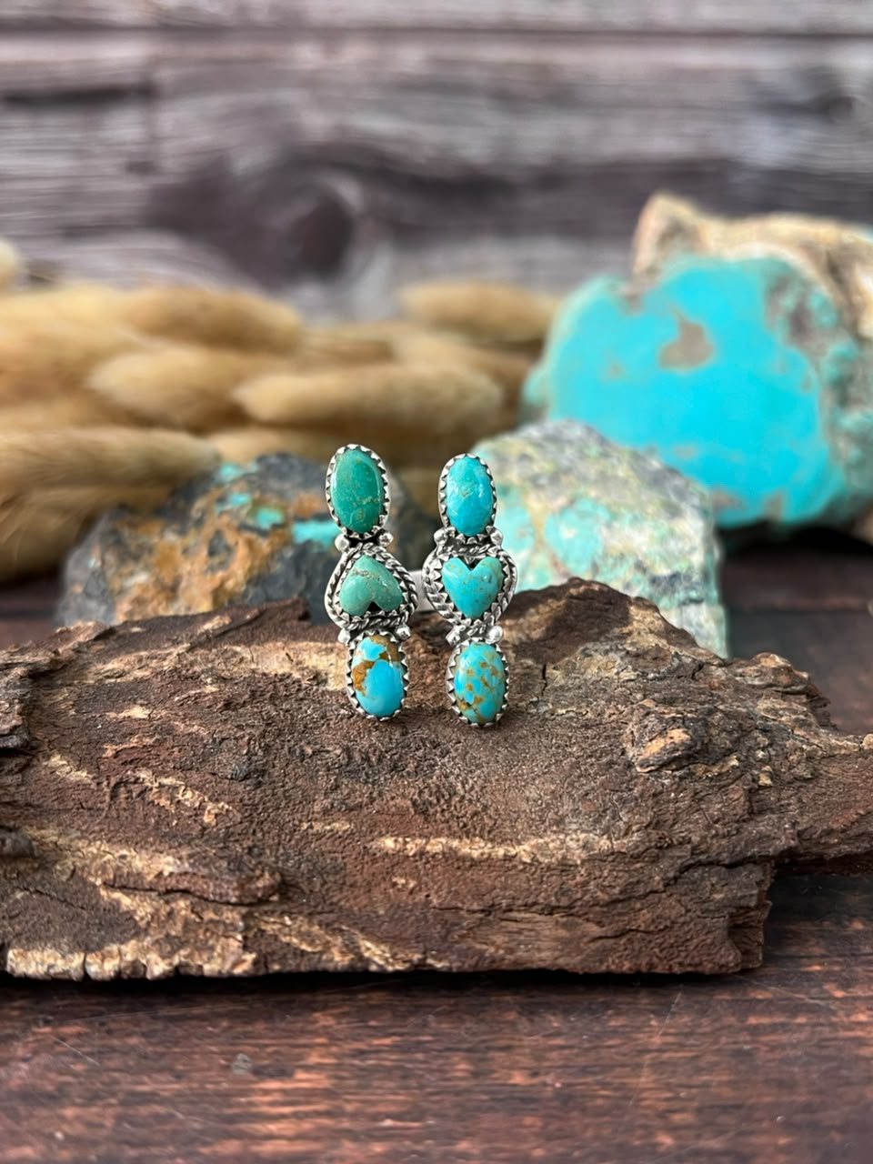 Handmade Sterling Silver Kingman Turquoise Adjustable Ring Signed Nizhoni