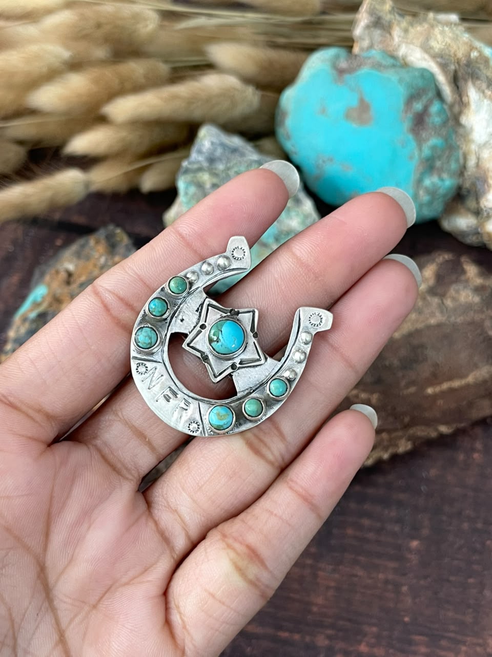 Handmade Sterling Silver Kingman Turquoise NFR Collection: Adjustable Ring Signed Nizhoni